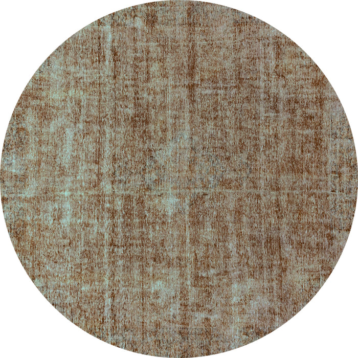 Round Machine Washable Abstract Turquoise Modern Area Rugs, wshabs2172turq