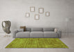 Machine Washable Abstract Green Modern Area Rugs in a Living Room,, wshabs2172grn