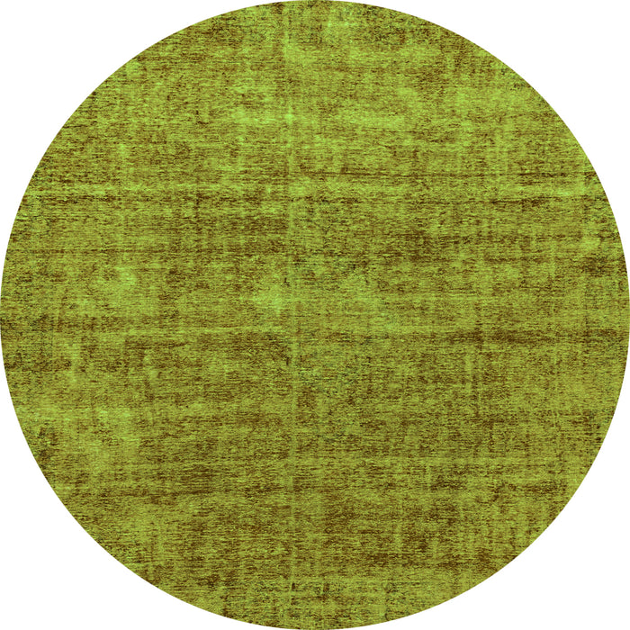 Round Machine Washable Abstract Green Modern Area Rugs, wshabs2172grn