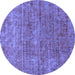 Round Machine Washable Abstract Blue Modern Rug, wshabs2172blu