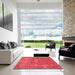 Square Abstract Red Modern Rug in a Living Room, abs2172