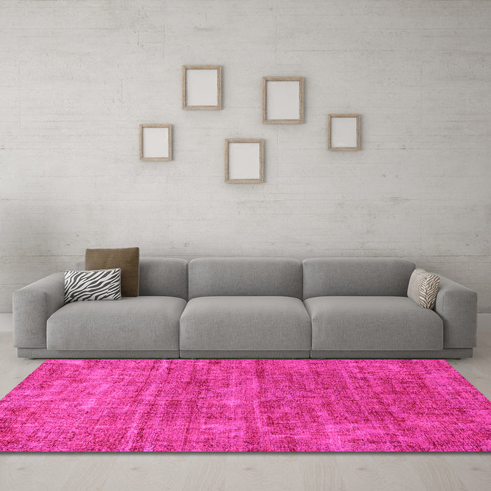 Machine Washable Abstract Pink Modern Rug in a Living Room, wshabs2172pnk