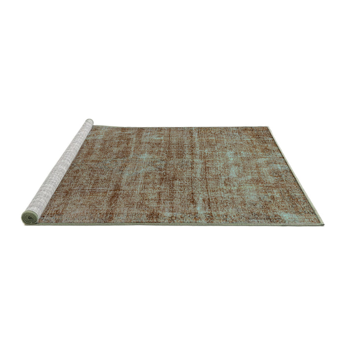 Sideview of Machine Washable Abstract Turquoise Modern Area Rugs, wshabs2172turq