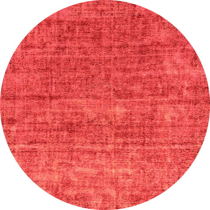 Round Machine Washable Abstract Orange Modern Area Rugs, wshabs2172org