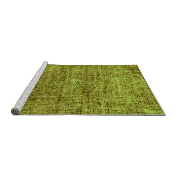 Sideview of Machine Washable Abstract Green Modern Area Rugs, wshabs2172grn