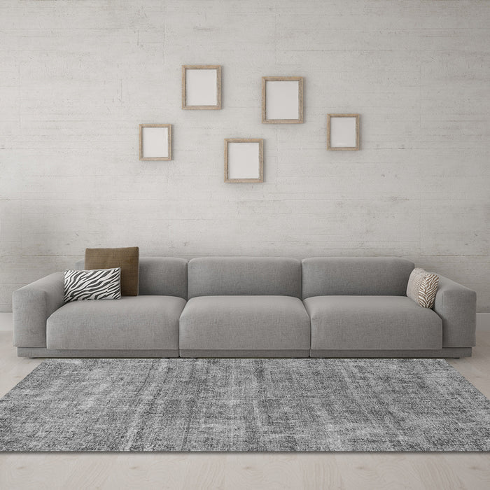 Machine Washable Abstract Gray Modern Rug in a Living Room,, wshabs2172gry