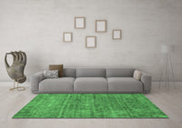 Machine Washable Abstract Emerald Green Modern Rug, wshabs2172emgrn