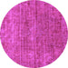 Round Machine Washable Abstract Purple Modern Area Rugs, wshabs2172pur