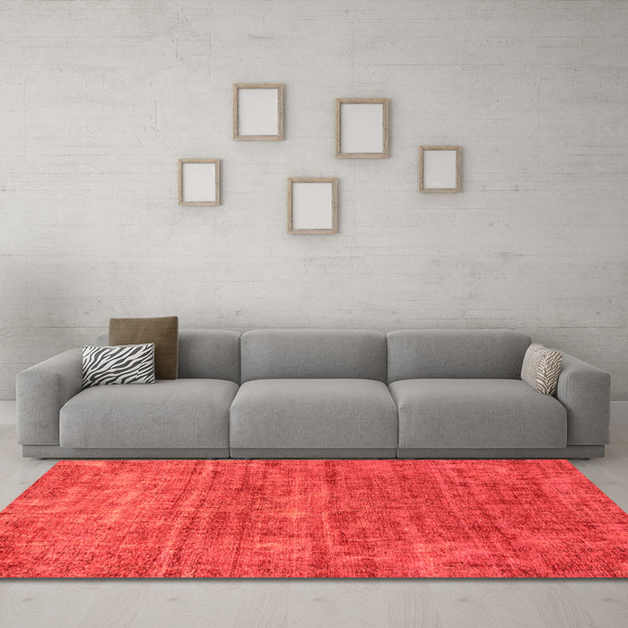 Machine Washable Abstract Orange Modern Area Rugs in a Living Room, wshabs2172org