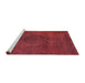 Sideview of Machine Washable Abstract Red Rug, wshabs2173