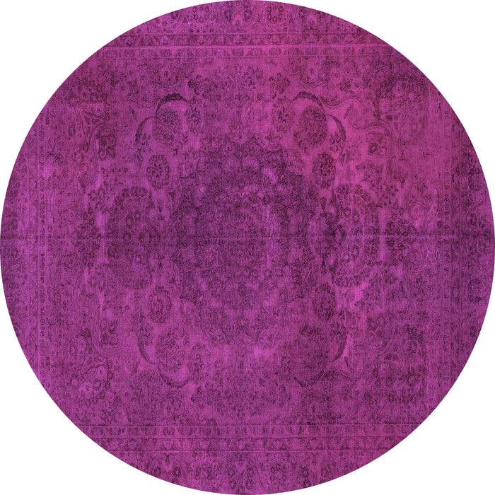 Round Machine Washable Abstract Purple Modern Area Rugs, wshabs2173pur