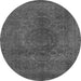 Round Abstract Gray Modern Rug, abs2173gry