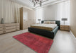 Machine Washable Abstract Red Rug in a Bedroom, wshabs2173