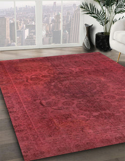 Abstract Red Modern Rug in Family Room, abs2173