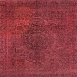 Square Machine Washable Abstract Red Rug, wshabs2173