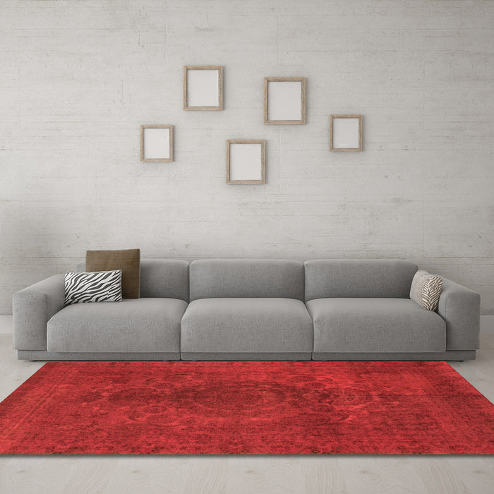 Machine Washable Abstract Orange Modern Area Rugs in a Living Room, wshabs2173org