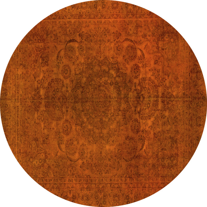 Round Abstract Yellow Modern Rug, abs2173yw