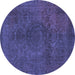 Round Abstract Blue Modern Rug, abs2173blu