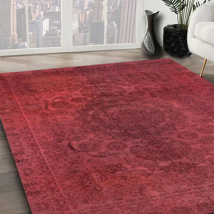 Machine Washable Abstract Red Rug in a Family Room, wshabs2173