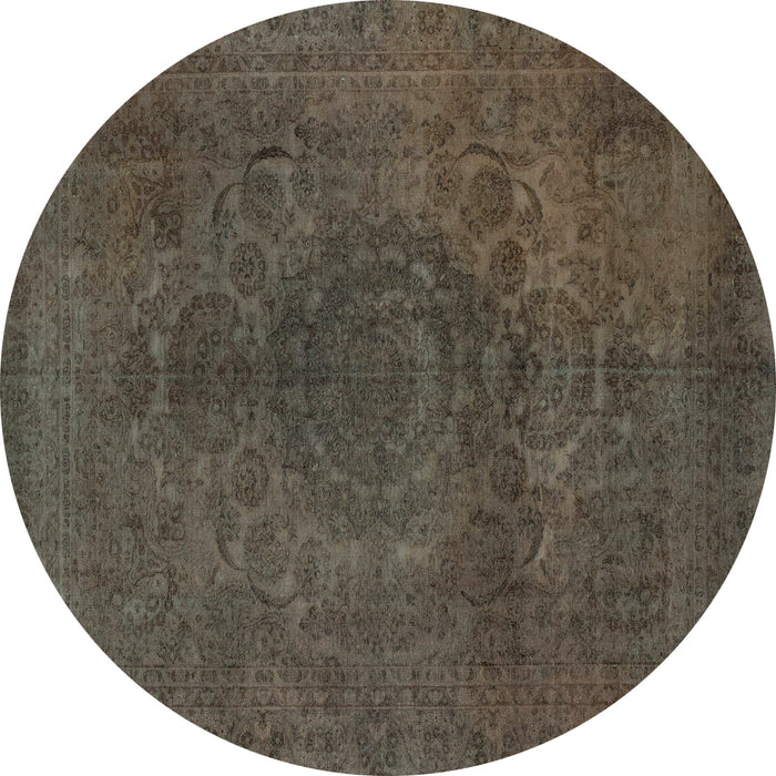 Round Machine Washable Abstract Turquoise Modern Area Rugs, wshabs2173turq