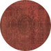 Round Machine Washable Abstract Brown Modern Rug, wshabs2173brn