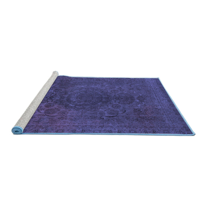 Sideview of Machine Washable Abstract Blue Modern Rug, wshabs2173blu