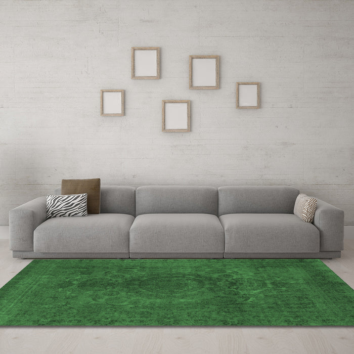 Machine Washable Abstract Emerald Green Modern Area Rugs in a Living Room,, wshabs2173emgrn