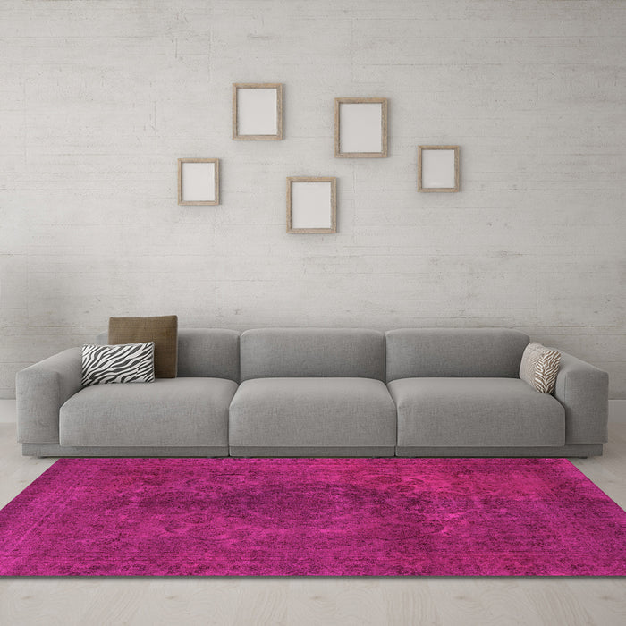 Machine Washable Abstract Pink Modern Rug in a Living Room, wshabs2173pnk