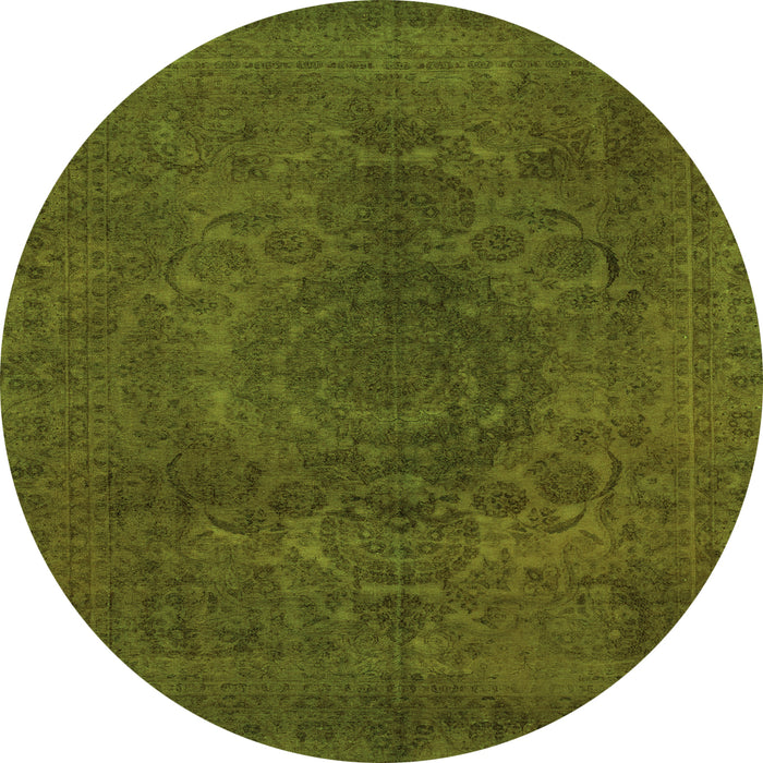 Round Abstract Green Modern Rug, abs2173grn