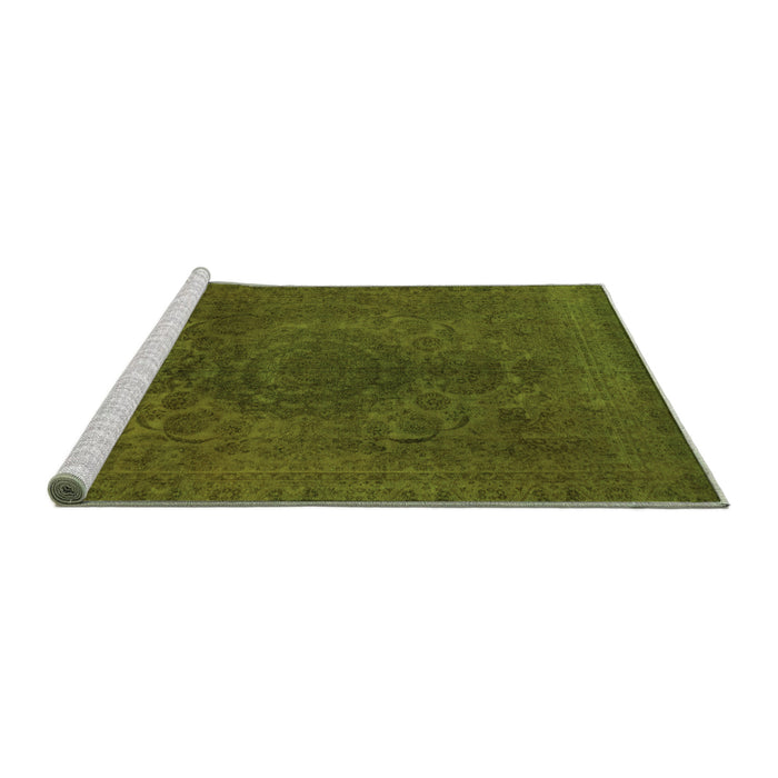 Sideview of Machine Washable Abstract Green Modern Area Rugs, wshabs2173grn