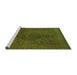 Sideview of Machine Washable Abstract Green Modern Area Rugs, wshabs2173grn