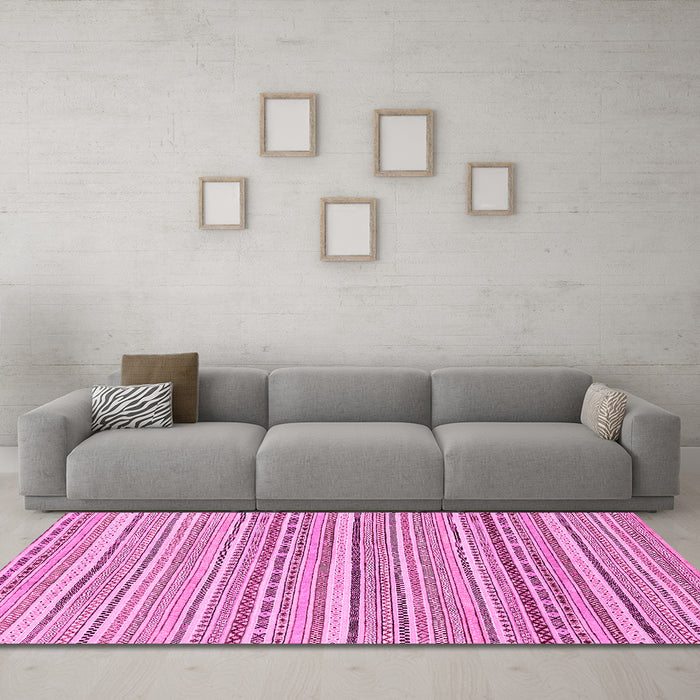 Machine Washable Abstract Pink Modern Rug in a Living Room, wshabs2174pnk