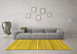 Machine Washable Abstract Yellow Modern Rug in a Living Room, wshabs2174yw