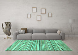 Machine Washable Abstract Turquoise Modern Area Rugs in a Living Room,, wshabs2174turq