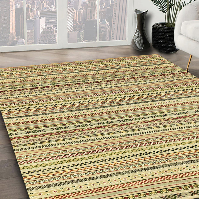 Machine Washable Abstract Mustard Yellow Rug in a Family Room, wshabs2174