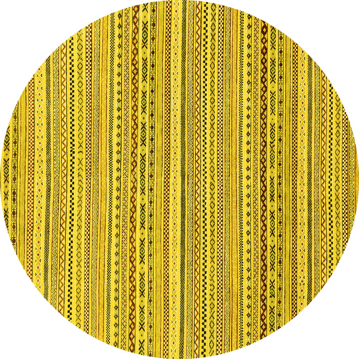 Round Abstract Yellow Modern Rug, abs2174yw