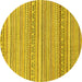 Round Abstract Yellow Modern Rug, abs2174yw