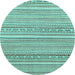 Round Abstract Light Blue Modern Rug, abs2174lblu