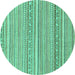 Round Abstract Turquoise Modern Rug, abs2174turq