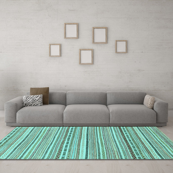 Machine Washable Abstract Light Blue Modern Rug in a Living Room, wshabs2174lblu