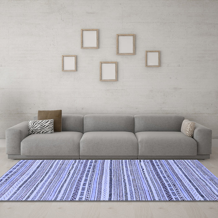 Machine Washable Abstract Blue Modern Rug in a Living Room, wshabs2174blu