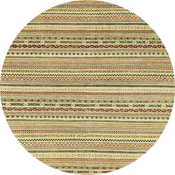 Round Machine Washable Abstract Mustard Yellow Rug, wshabs2174