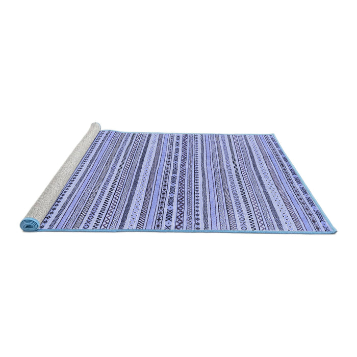 Sideview of Machine Washable Abstract Blue Modern Rug, wshabs2174blu