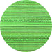 Round Machine Washable Abstract Green Modern Area Rugs, wshabs2174grn