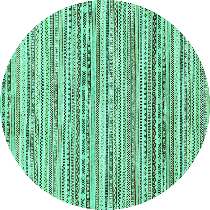 Round Machine Washable Abstract Turquoise Modern Area Rugs, wshabs2174turq