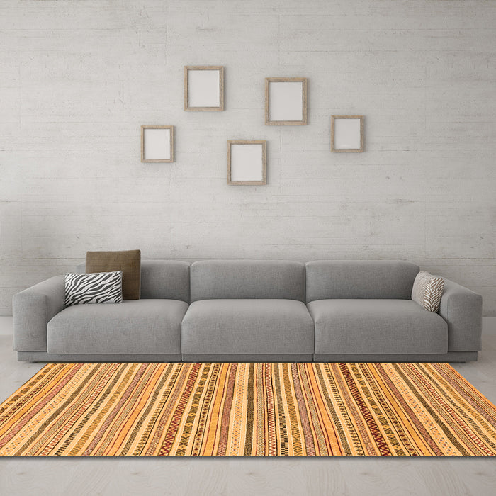 Machine Washable Abstract Orange Modern Area Rugs in a Living Room, wshabs2174org