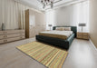 Abstract Mustard Yellow Modern Rug in a Bedroom, abs2174