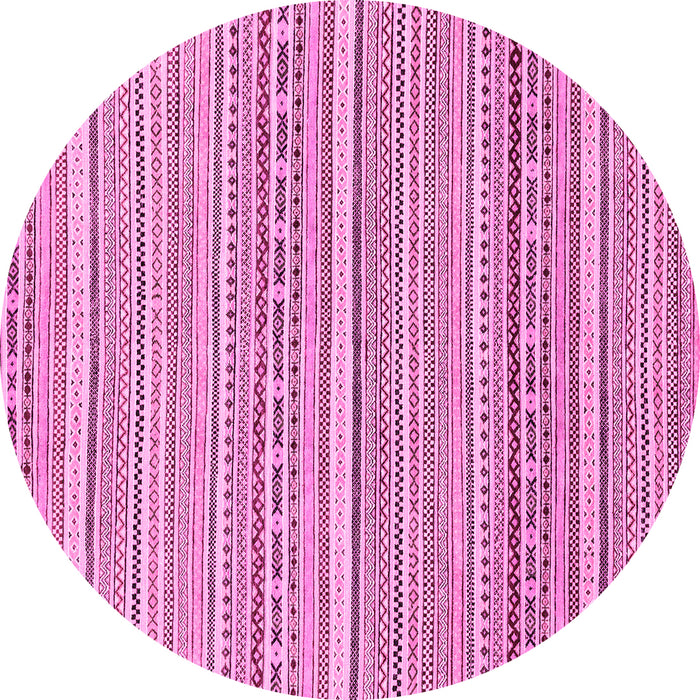 Round Machine Washable Abstract Pink Modern Rug, wshabs2174pnk