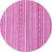 Round Machine Washable Abstract Pink Modern Rug, wshabs2174pnk