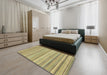 Abstract Chrome Gold Yellow Modern Rug in a Bedroom, abs2175